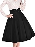 Miusol Women's Vintage High Waist A-line Retro Casual Swing Skirt