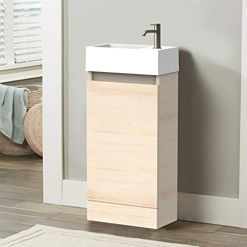16” Small Bathroom Vanity with Sink Combo, TONA Floor Mounted Vanity