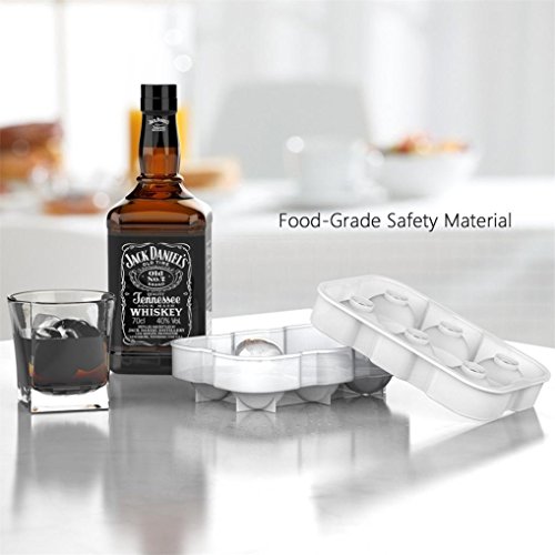 Botrong® Spheres Ice Ball Tray Molds Clear Round Silicone Ice Molds with Lid for Whiskey (White)