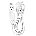 Aurum Cables 3 Outlet Flat Extension Cord for Indoor, 3 Prong Extension Cord with 16AWG 125V 1625W, UL Listed Triple Wire Grounded Multi Outlet Plug 6ft White 2 Pack