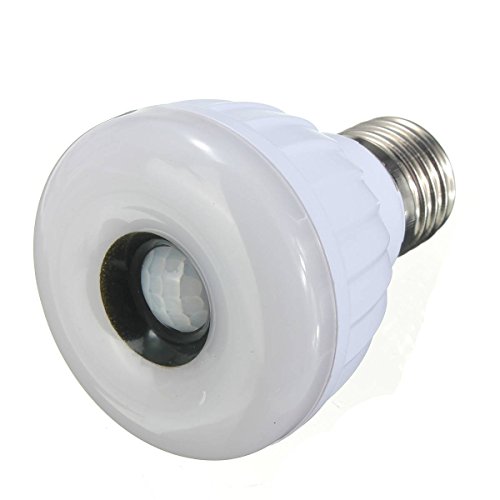 KINGSO E27 5W PIR Infrared Motion Detection Sensor Light Warm White 25 LED 3528 SMD Energy Saving Bulb Lamp Auto Switch Stairs Night Lights for Lobby Carport Hallway Security Decoration AC85-265V