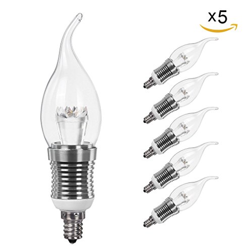 Buy (5 Pack, Flame Tip) LED Candle Light Bulbs, 4W E12 Base Candelabra
