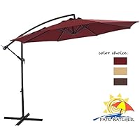 Sale Patio Watcher 10 Feet 8 Ribs 250gsm Uv Resistant Polyester Fabric Aluminum Offset Patio Umbrella Red 12 Feet 96 Inch Height