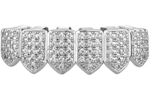 YOSZO Grillz Teeth Men 18K Plated Gold Grills for Your Teeth Jewelry Hip Hop Cubic Zirconia Top Bottom Grills Mouth Tooth Cap