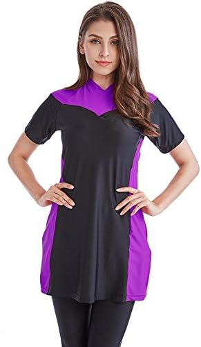YONGSEN Women Plus Size Modest Muslim Swimwear Short-Sleeved Burkinis Hijab Muslimah Islamic Swimsuit Sport Clothing