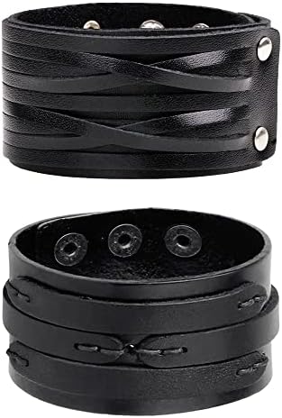 Amazon.com: HZMAN Wide Cuff Wrap Gothic Wristband Punk Rock Biker