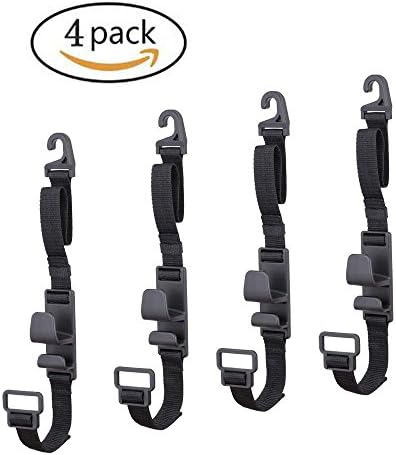 IPELY 4 Pack Strong Durable Backseat Headrest Hanger Storage Hooks Handbags Purses Coats and Grocery Bags Holder