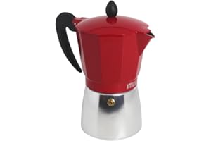 IMUSA USA B120-42T Aluminum Stovetop Coffeemaker, Espresso Machine, 3-Cup, Red