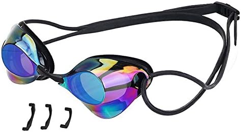 Keelyn Swim Goggles - Swimming Goggles No Leaking Anti Fog UV Protection Mirrored Swim Goggle with 4 Piece Adjustable Nose Bridge &amp; Free Protection Case for Adult Men Women Youth Kids Child Early Teen
