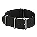 Infantry Nylon Watch Bands for Men, Black Slip-thru Watch Strap, Replacement Military Watchbands 4 Rings Stainless Steel Buckle