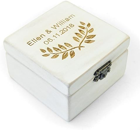 Custom Rustic Wedding Ring Box, Personalized Ring Bearer Box, Wooden Ring Bearer Box, Wooden Square Box