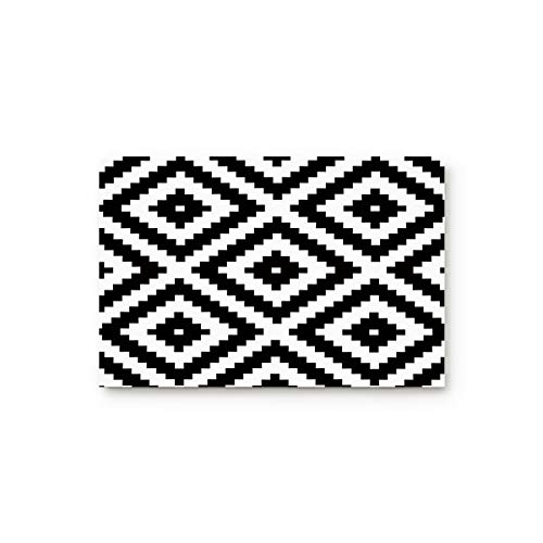 SIGOUYI Entrance Door Mat Low Profile Rubber Non-Slip Welcome Front Floor Rug, Shoe Scraper Runner Doormats for Entry Way/Indoor/Kitchen - 32 x 20 Inch Black White Gemetric Dimond Design