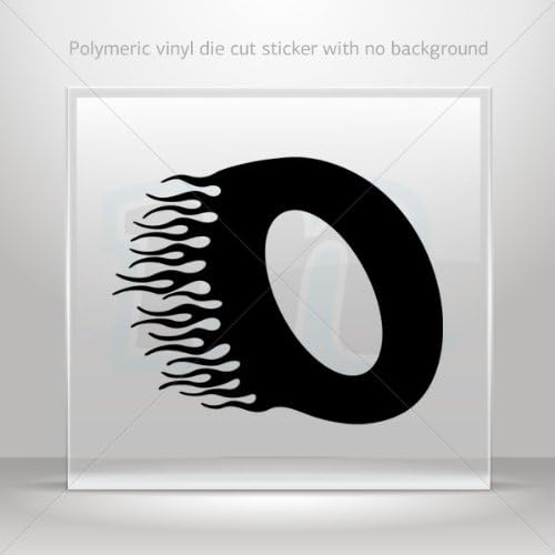 Stickers Decals Racing Flame Number Zero car helmet window bike Garage door 5 X 4 Inches Black 0502 XW979
