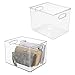 mDesign Plastic Storage Closet Organizer Bin, Container Bin for Entryway, Hallway, Linen, and Coat Closet - Organization for Clothing, Blankets, Toys, and Accessories, Ligne Collection, 2 Pack, Clear