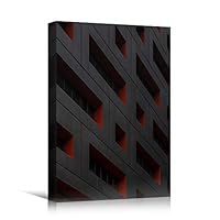 Canvas Wall Art Red Building Pattern Abstract Architecture & Maps Building Chic Home Office Photography - 12x18 inches