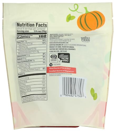 365 BY WHOLE FOODS MARKET, ORGANIC PUMPKIN SEEDS, 8 OUNCE