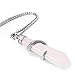BEADNOVA Natural Rose Quartz Hexagonal Gemstone Necklace Crystal Snake Healing Point Chakra Pendant Necklace 18