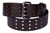 3 Grommet Holes Belt 100% Top Grain One Pc. Leather, up to Size 54, Made in USA (38-40 Large, brown) …
