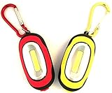 ã€2 Packã€‘Elecrainbow Magnetic Pocket Key Chain Flashlight/ COB Super Brightness with Carabiner, Red & Yellow