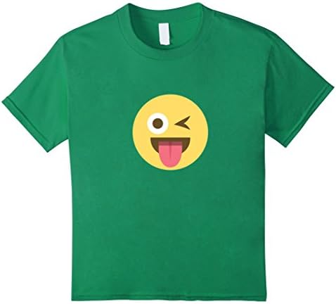 unisex-child Wink Tongue T-Shirt Emoji Laugh Flirting Smile 4 Kelly Green