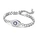 KIVN Fashion Jewelry Adjustable Bolo Evil Eye Pave CZ Cubic Zirconia Bridal Wedding Bracelets for Women(Sapphire)