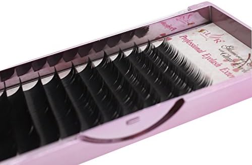 Silk Matte Black Ellipse Flat Semi Permanent Natural False Eyelashes Extension B Curl 0.20mm Thickness 8-14mm Mixed Length for Professional Salon Use (B Curl Mixed 0.20mm Thickness)