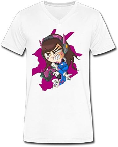 QINQING D.Va Design Men's White XX-Large V-neck T-Shirt