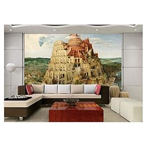 Large Wall Mural - The Tower of Babel by Pieter Bruegel The Elder | Self-Adhesive Vinyl Wallpaper/Removable Modern Decorating Wall Art - 66"x96"