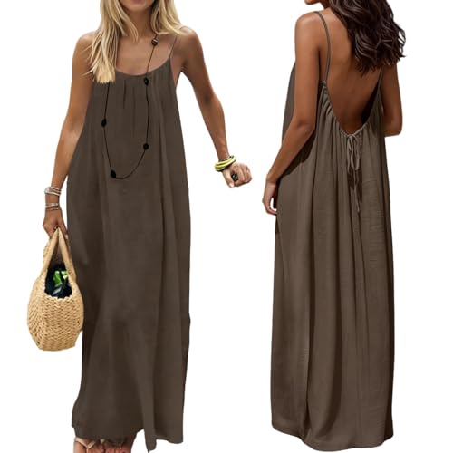 Backless Cami Dresses for Women Casual Solid Color Sleeveless House Dress at Amazon