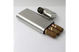 CNFLASK Stainless Steel 3-Finger Cigar Case Three-Fingers Cigar Tube Pocket 3 Cigar Holder (Brushed)