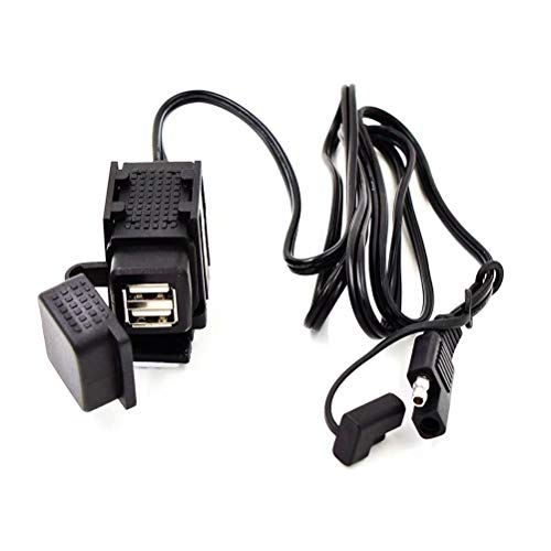 Meetou Waterproof SAE to Dual USB Charger Adapter Kit Cable 3.1A, SAE Quick Disconnector, Flexible Easy Mounting Bracket, Compatible for iPhone Samsung Cellphone GoPro GPS Tablet,Other USB-Devices