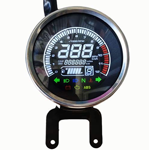 Samdo Universal 6 Gear Digital Motorcycle LED Speedometer Odometer Speed Fuel Gauge Water Temperature Gauge 299 Kph Mph