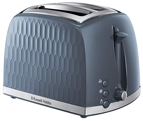 Russell Hobbs Honeycomb 2 Slice Toaster, 850W, Grey Textured High Gloss