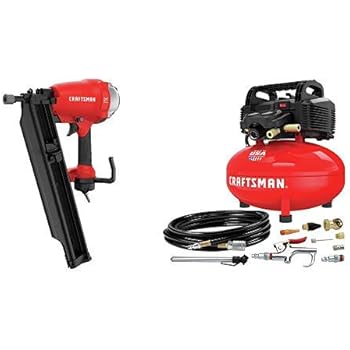 CRAFTSMAN Framing Nail Gun, 21 Degree with Air Compressor, 6 gallon