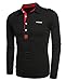 Coofandy Men's Casual Solid Long Sleeve Polo Shirt, XL Black