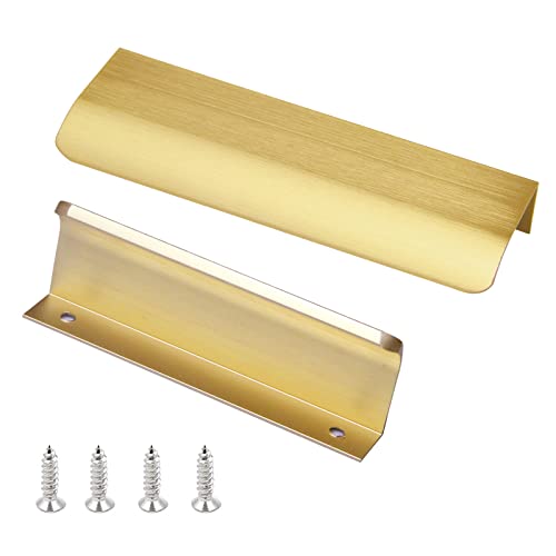 Photo 1 of JOOJA 10 Pack Modern Style Finger Edge Pull Furniture DrawerHandles Hidden Cabinet Kitchen Drawer Handles Knobs, Brushed Brass 300(256) mmLPNPMDR6961220