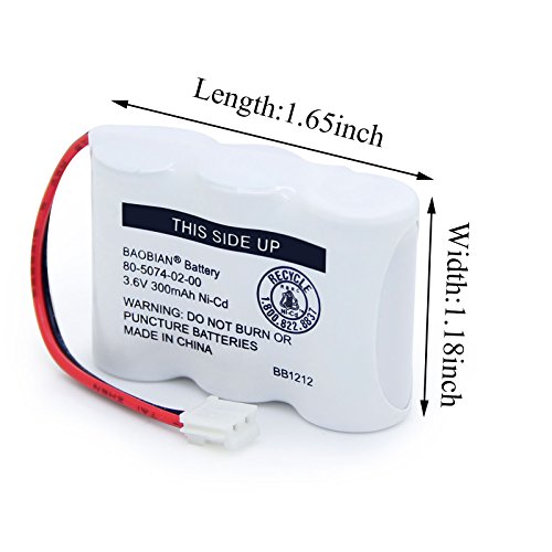 BAOBIAN UL122 80-5074-02-00 80-5074-00-00 Ni-CD 3.6V Cordless Phone Battery Compatible with for AT&T Lucent 2422 E1802 E1803 VTech 80-5074-00-00 GE TL96155 Sanik 3SN-2/3AA30-S-J1 (Pack of 2)