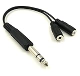 Poyiccot 6.35mm 1/4 inch TRS Stereo Jack Male to 2 Dual 3.5mm (Mini) 1/8" Stereo Female Y Splitter Cable 20cm/8inch (635M-235FM)