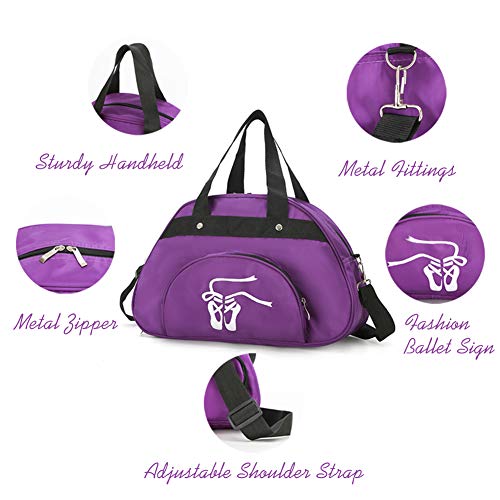 WEISIPU Nylon Dance Duffle Bag - Girls Garment Shoe Dance Sports Bags Ballet Slippers (Purple)