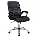 Mid Back Office Chair PU Leather Desk Chair Task Computer Chair Rolling Swivel Adjustable Stool Executive Chair with Lumbar Support Armrest for Women&Men, Black