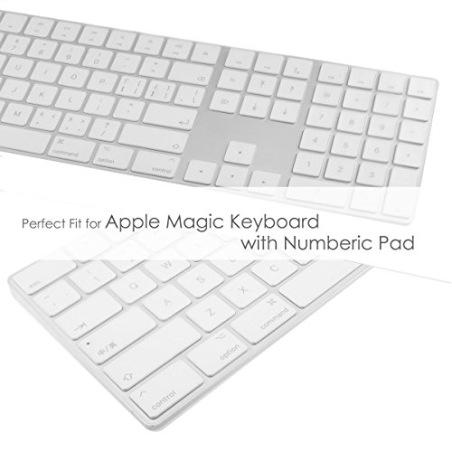 TOP CASE - Ultra Thin Silicone Soft Keyboard Cover Skin Compatible with Apple Magic Keyboard with Numeric Keypad Model: MQ052LL/A A1843 (US Layout, 2017 Released) - Clear