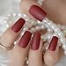 CoolNail Pure Wine Red Matte Fake Nails Carmine Frosted False Finger Nail Tips Square Top Nails Art For Bride Party Daily Wear