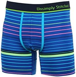 Unsimply Stiched Men's Underwear Boxer Brief-Large-UNSTBB-2033-A-Lng Candy Stripe Medium Blue Lime