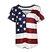 OMONSIM America Flag Pattern V-Neck Short Sleeve T-Shirt