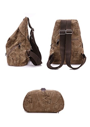 MiCoolker Canvas Backpack Sports Shoulders Bag Classic Vintage Student Satchel Bookbags Casual Travel Rucksack Shopping Daypack Brown - Thumbnail 5