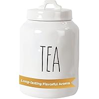 Truu Design Ceramic Tea Jar, Modern Rae Dunn Farmhouse Design with "TEA" Wording, Kitchen Decor and Organization, Airtight Fo