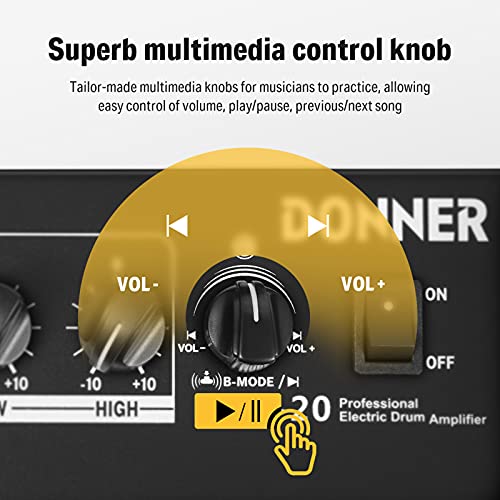 Donner Mini Electric Drum Amp 20W, Wireless Electronic Drum Amplifier Keyboard Speaker DDA20