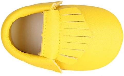 DESDEMONA Soft Sole Moccasins PU Leather Tassel Baby Boy or Girls Toddler Walking Shoes for Babies (L, Yellow)