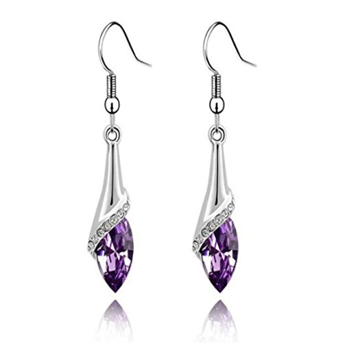 Clearance Deal! Hot Sale! Necklace, Fitfulvan 2018 Women Lady Crystal Marquise Cut Teardrop Wedding Earrings Mother's Day Pendant Necklace Gifts Jewelry (Purple) - Thumbnail 3
