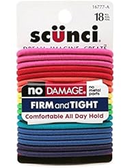 Scunci No Damage Hair Elastics, Assorted Colors 18 ea (Pack of 6)